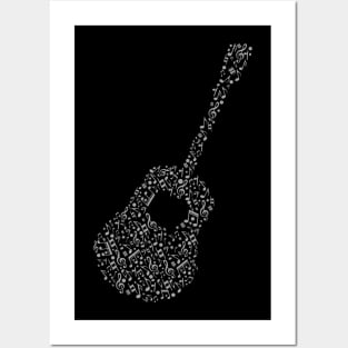 music notes guitar Posters and Art